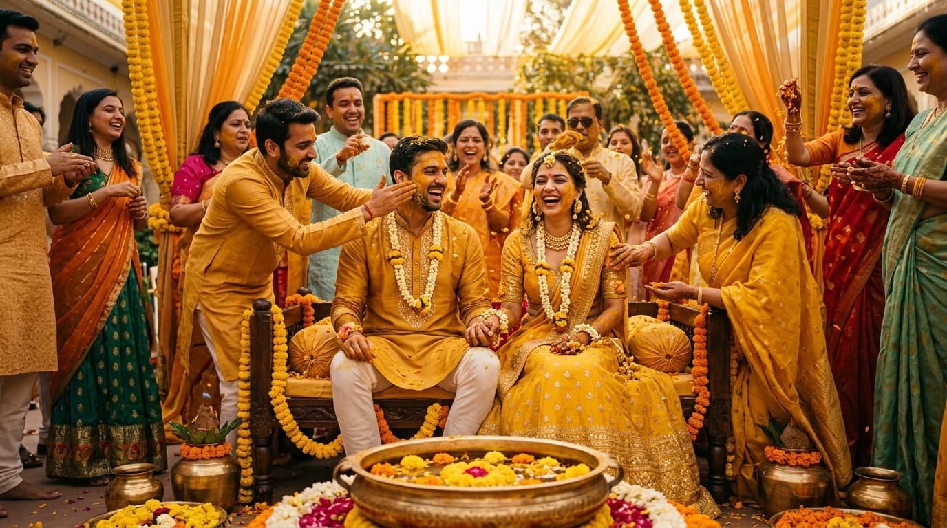 Indian Wedding Haldi Ceremony Velocity & Flower Splash CapCut Template